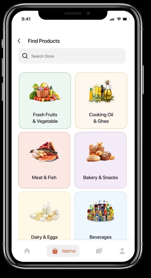 A1 Indian Groceries category browsing screen