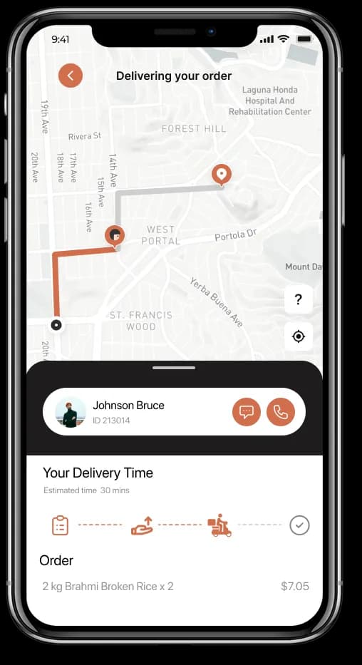 A1 Indian Groceries delivery tracking screen