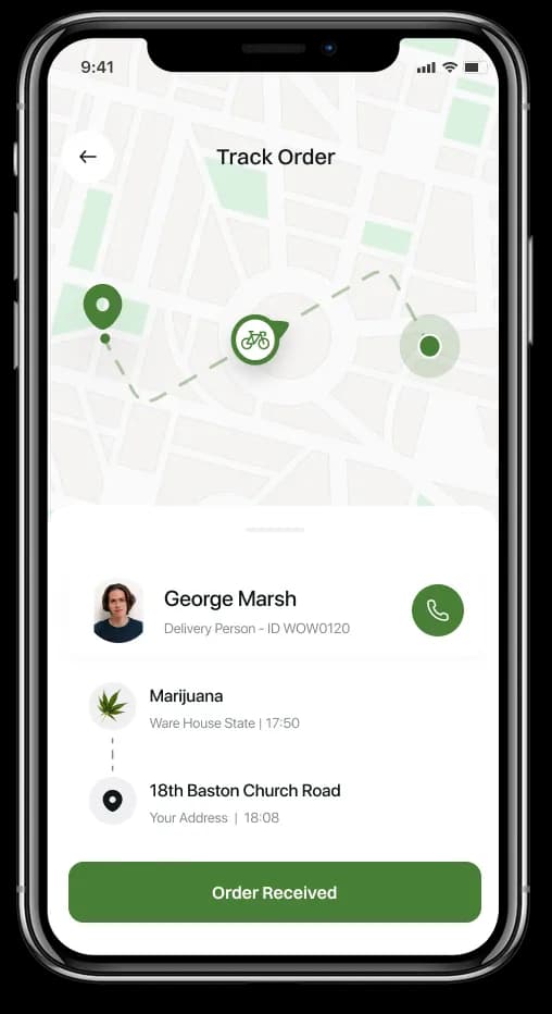 Weez On Wheels delivery tracking screen